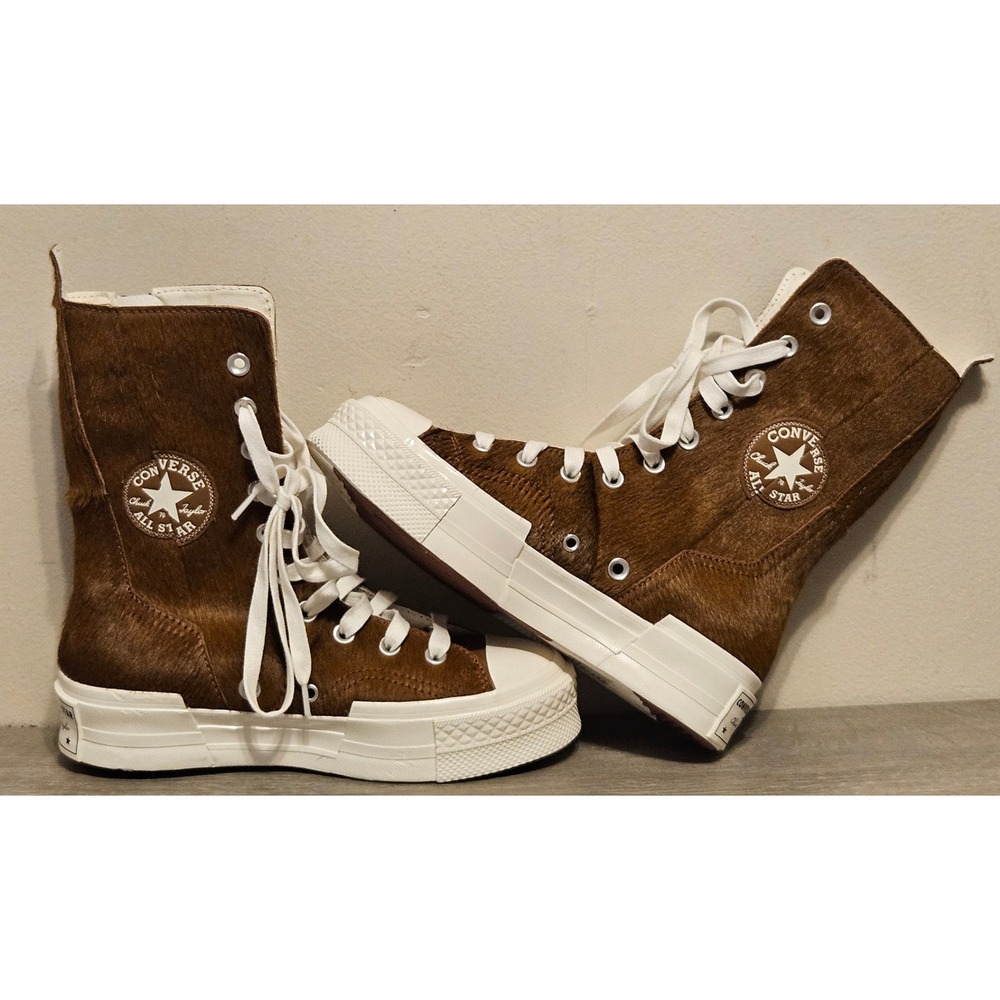Converse Chuck Taylor 70 Plus X Hi Platform Brown Calf Hair Boots A13831C Size 6 - Picture 6 of 9